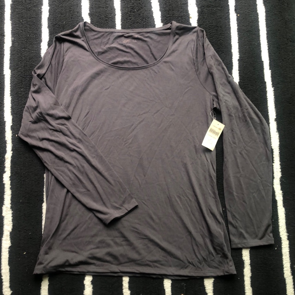 NWT Coldwater Creek long sleeve scoop neck tank top Grey L 14/16 very soft.